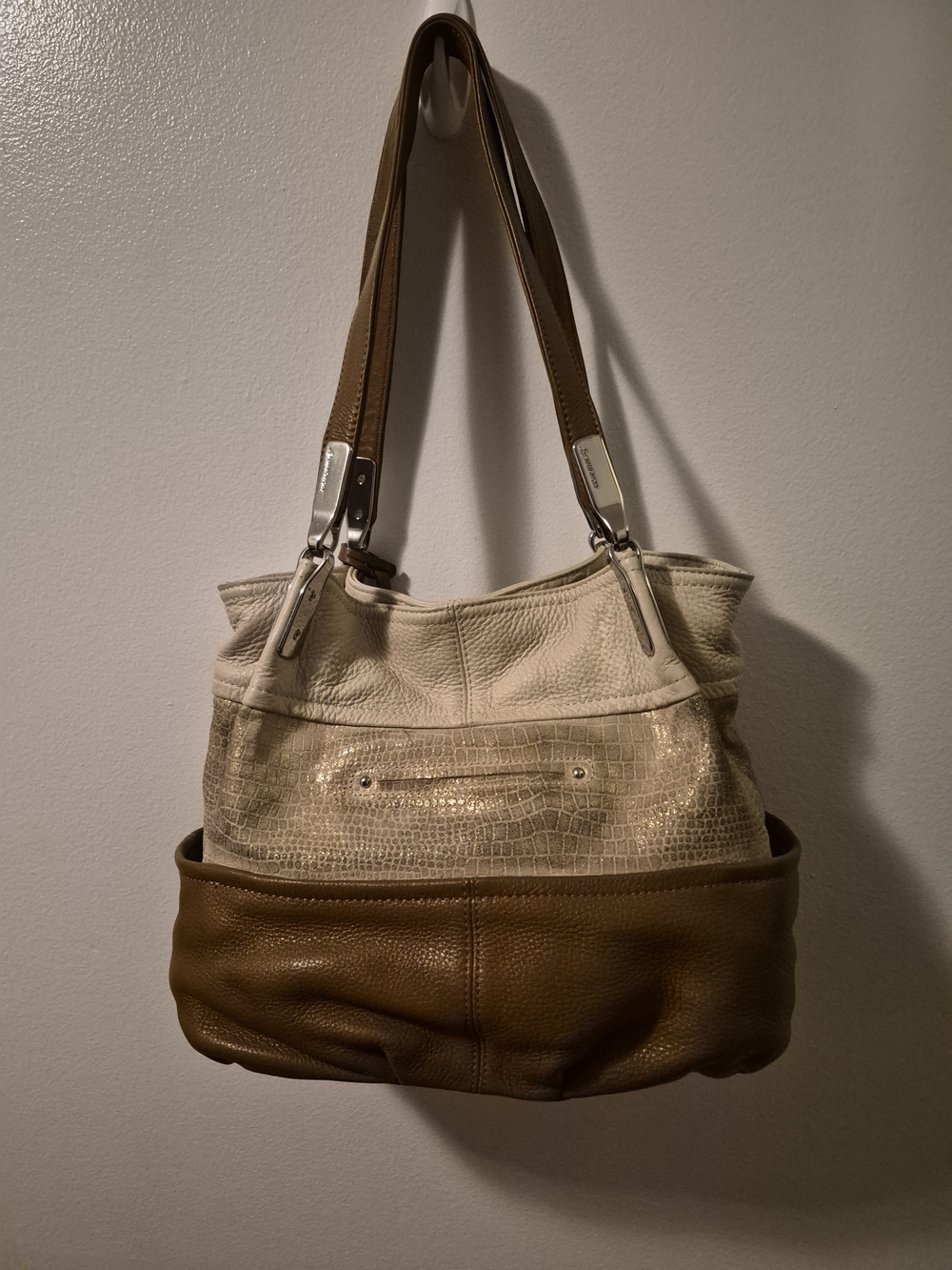 B. MAKOWSKY Tri-Colored  Hobo Satchel Boho ShoulderBag Tote*Real Leather*  NEW